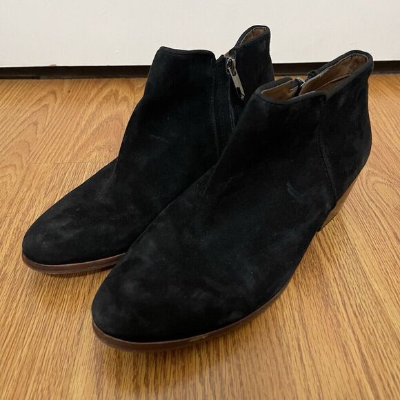 Sam Edelman black suede leather ankle zip boots size US 8 - Picture 1 of 8